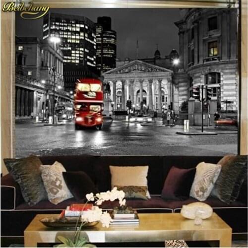 Beibehang papel de parede photo European retro black and white photos of street architecture art 3D vision 3d wallpaper mural