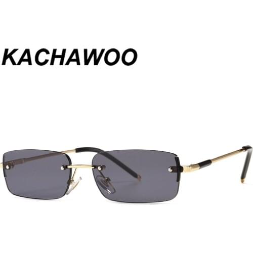 Kachawoo rectangular sunglasses men retro gold brown blue metal sun glasses for women square unisex accessories new year gift