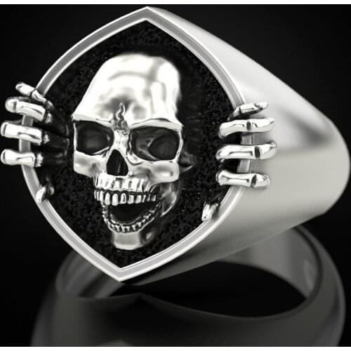 JK Punk Skull Couple Rings for Women/Men Anniversary Gift Metallic Style Retro Party Female Male Rings Rock Unisex Jewelry