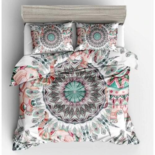 Fanaijia 3pcs Bohemian Bedding Set queen size Mandala feather Print Duvet Cover set with pillowcase AU king Bed bedline