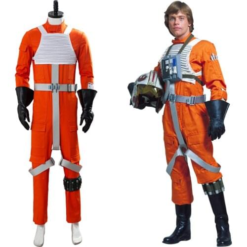 Star Cosplay X-Wing Rebel Fighter Pilot Costume Orange Jumpsuit White Vest Cosplay Costume Full Suit