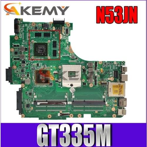 Akemy N53JN Laptop motherboard for ASUS N53JN N53JG N53JF N53JL original mainboard 100%Test GT335M