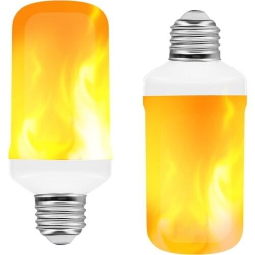 2021 New LED Dynamic Flame Effect Fire Light Bulb E14 B22 E27 LED Corn Bulb Creative Flickering Emulation 12W 15W LED Lamp Light