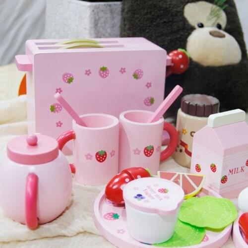 New Strawberry Toast Toaster Set Combination Simulation Home Childrens Play House To See Toys