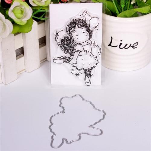 New Girl Cartoon Pattern Stamp And Metal Die Scrapbooking Alphabet Stamp Embossing Craft Making Silicone Transparent Stamps