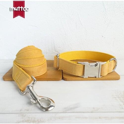 MUTTCO pet dog supplies handmade dog collar THE YELLOW double cloth neck collar walking training dog leash 5 sizes UDC077