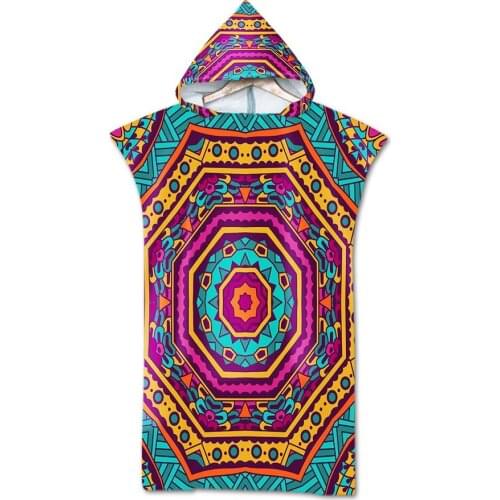 Retro printed Mandala Hooded Bath Towels Microfiber Fabric Beach Towel Bathrobe Cloaks Swimming Pool Gym FitnessTowels