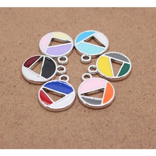 10pcs 22x17mm Hollow Round Alloy Enamel Charms Mix Colors Geometric Earrings Keychain Necklace Pendant Diy Jewelry Accessory