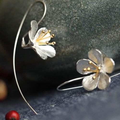 Silver Earrings for Women Craft Flower Earrings S925 Sterling Silver Jewelry Accessories Wholesale