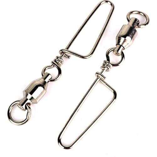 10pcsStainless Steel Ball Bearing Fishing Swivels Snap 0#-6# Size Rolling Sea Fishing Swivels Snaps Connector Fishing Accessorie