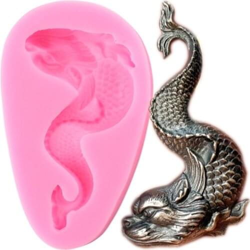 Dragon Fish Silicone Molds Mermaid Cake Decorating Tools Fondant Chocolate Mold Candy Polymer Clay Mould Jewelry Resin Moulds