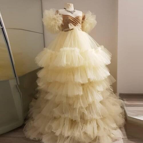 Light Yellow High Quailty Summer Dress Woman Sweetheart Ballgown Ruffles Layered Tulle A-line Floor Length Dresses Custom Made