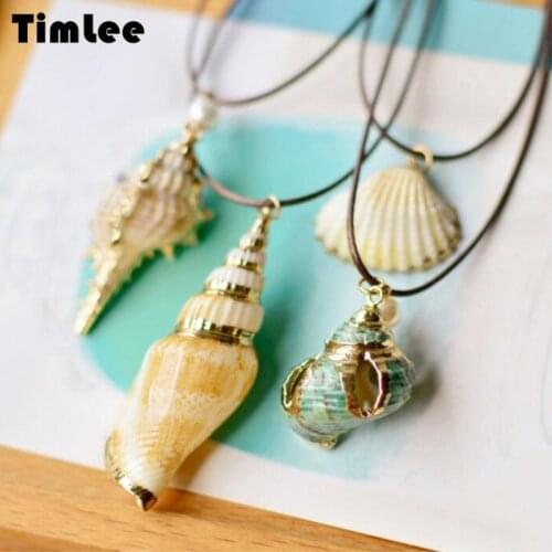 Timlee N033 Free shipping,New Cute Conch Shell Pendant Necklaces Fashion Accessories Wholesale