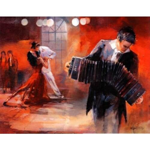 Concert Hall Decoration Famous Spanish Tango Dancer Oil paintings On Canvas Accordion