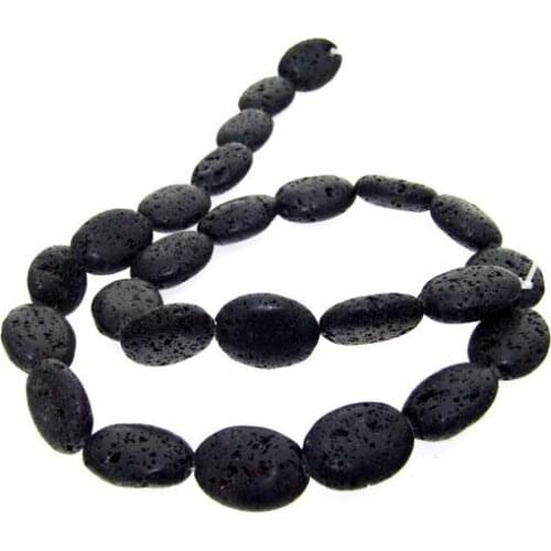 Unique Pearls jewellery Store,12x16mm Oval Black Lava Gemstone Loose Beads LC3-0176
