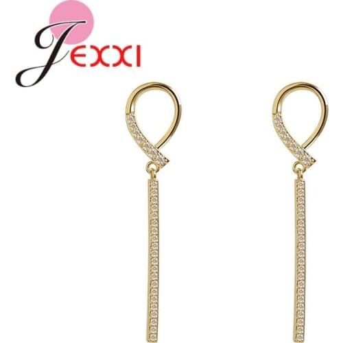 High Quality 925 Sterling Silver Long Pendant Dangle Earrings For Women Girls Hot Sale Shiny Cubic Zirconia Earring