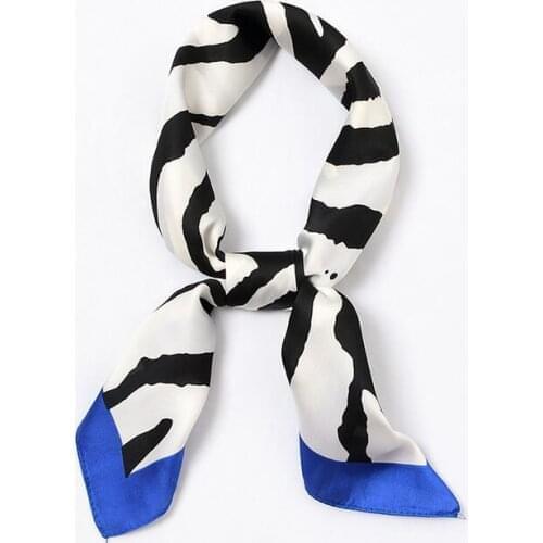 Yishine 70x70CM 5Colors 2021 Silk Scarf Zebra Prints Satin Women Bandana Hairband Lady Head Wraps Female Shawl Neckerchief