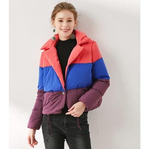 Women newest suit collar white duck down short down jacket female fashion warm coat lady popular original design winter clothes