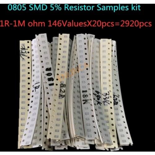 0805 SMD 5% Resistor Samples kit ,1R-1M ohm 146ValuesX20pcs=2920pcs