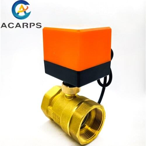 1-1/2" Brass Electric Ball Valve Three-Wire Two-Way Air Conditioning Floor Heating Water Tower Switch Valve 220V 24V 12V