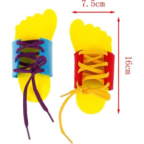 1Pair Kids Educational Toys Children Toddler Lacing Shoes Leaing To Tie Shoelacesrn math Toy Early Teaching Aids