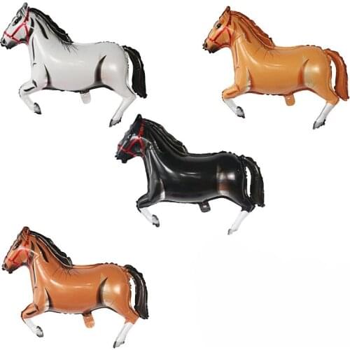 10/20/50pcs 83x58cm Brown Black White Large Horse Foil Balloons Animal Helium Globos Birthday Party Decoration Kids Classic Toys