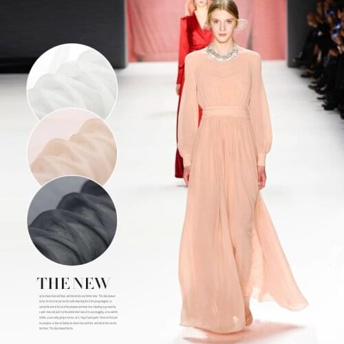 100% pure mulberry solid color Silk Pleated Chiffon silk soft light silk fabrics A37