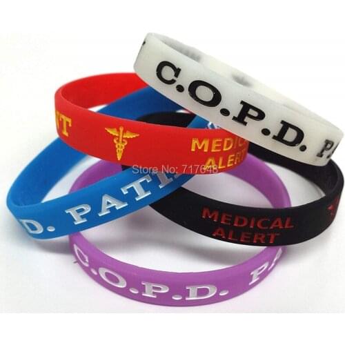 100pcs COPD Chronic Obstructive Pulmonary Disease wristband silicone bracelets free shipping by epacket A