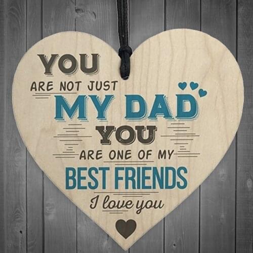 10x10cm Fashion Wooden Door Hanging Ornament Crafts Heart Birthday Festival Decoration For Fathers Day Gift Hanging Accessories