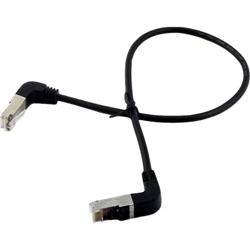 1x Ethernet LAN Network RJ45 Extension Adapter Cable RJ45 Male to Male Plug 90 Degree Down Angled Connector Cable 50cm