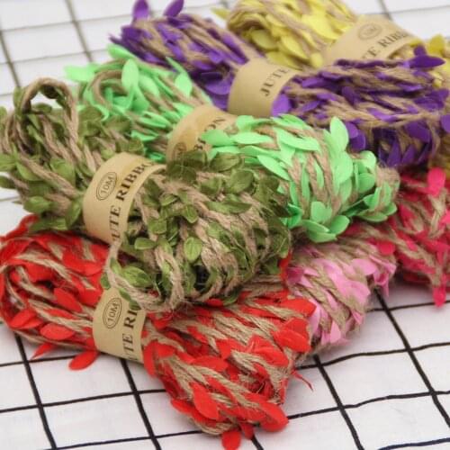 5Meters DIY Green Leaf Decoration Hemp Rope Leaves Mixed Forest Rope Fresh Decoration Leaves Flowers Bouquet Hemp Rope
