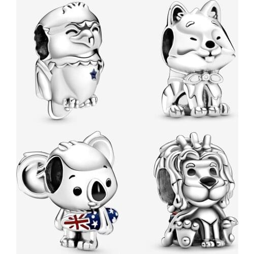 925 sterling silver Akita Inu Dog American Bald Eagle Charm Fit pandora bracelet Surfing Koala Union Jack Lion Charm DIY jewelry