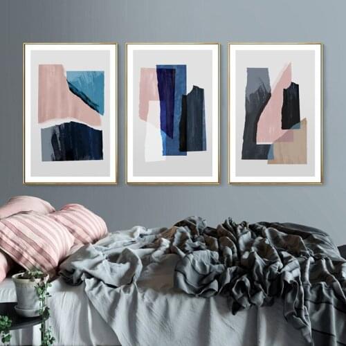 Abstract Wall Poster Pink Black Blue Art Painting Color Combination Posters And Prints Wall Pictures For Living Room Home Decor
