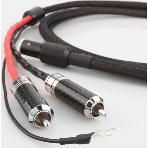 Audiocrast 100% Pure Silver Tonearm Cable Din to 2RCA Interconnect Shielding Tone Arm Phono RCA Cable Connectors
