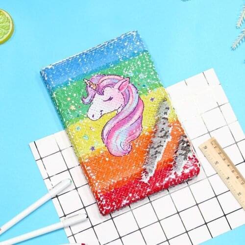 Bignosedeer INS Unicorn Planner Book Suit Sequin Notebook Hand-book Students' Supply Office Stationery Learning Gift for Girl