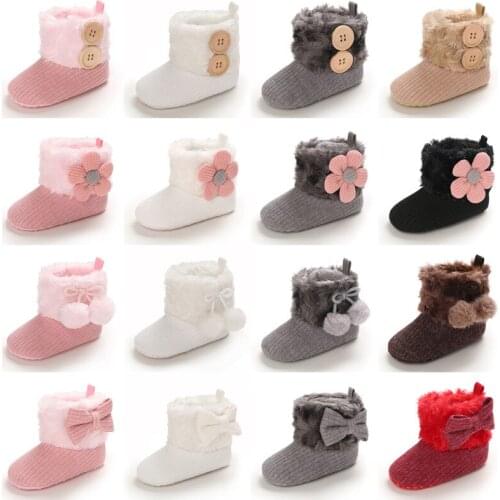 Winter Baby Fluffy Buttons Warm And Comfortable Soft Cotton Boots 0-18 Months Newborn Baby Boots For Toddlers