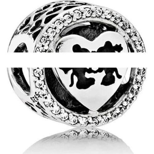 Authentic 925 Sterling Silver Bead Mouse Love Charm Fit Fashion Women Pandora Bracelet Bangle Gift DIY Jewelry