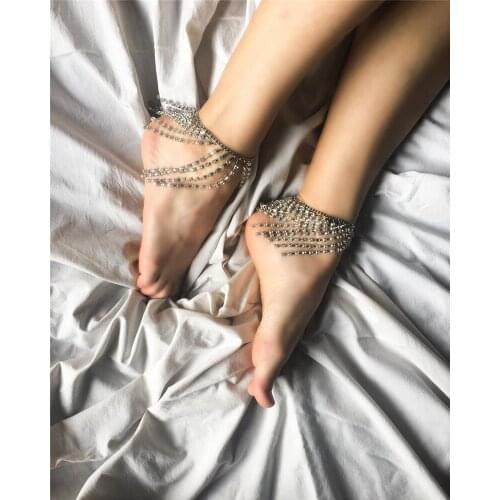 Full Rhinestone Tassel Adjustable Ankles Foot Chain Jewelry for Women Crystal Anklets Leg Gifts