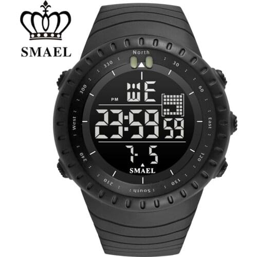 SMAEL Watches Mens Top Brand Luxury Casual Fashion Big Dial Digital Watch Men Sports Watches Waterproof Clock Relogio Masculino