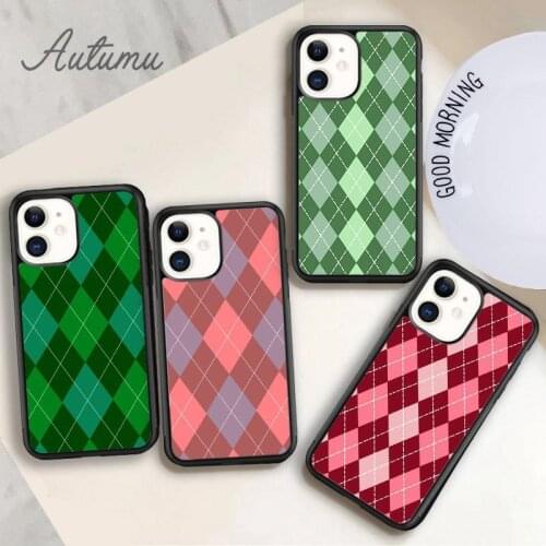 Argyle Pattern Phone Case for iPhone 11 12 Pro Max mini X XR XS SE 2020 5 6S 7 8 Plus Samsung Galaxy S8 S9 S10 Cover shell