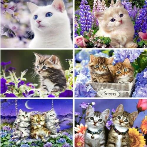 EverShine Diamond Art Painting Full Square Drill Spring Cross Stitch Diamond Embroidery Animal Sale Mosaic Kits Cat Home Decor