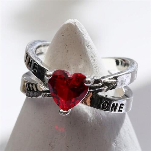FDLK Wedding Band Rings For Women Cupid Arrow Design Romantic Jewelry Red Heart Ring For Lover Best Valentines Day Gift