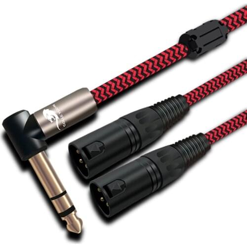 1/4" Jack Hifi Splitter Cable Angle Stereo 6.35mm to 2*XLR 3 Pin for Amplifier Mixing Console TRS OFC Audio Cable 1M 2M 3M 5M 8M