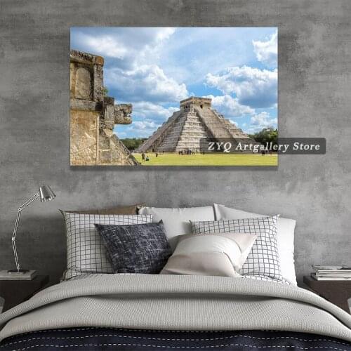 El Castillo Mayan Temple Chichen Itza Mexico Art Print Canvas Poster For Living Room Framework Artwork Painting