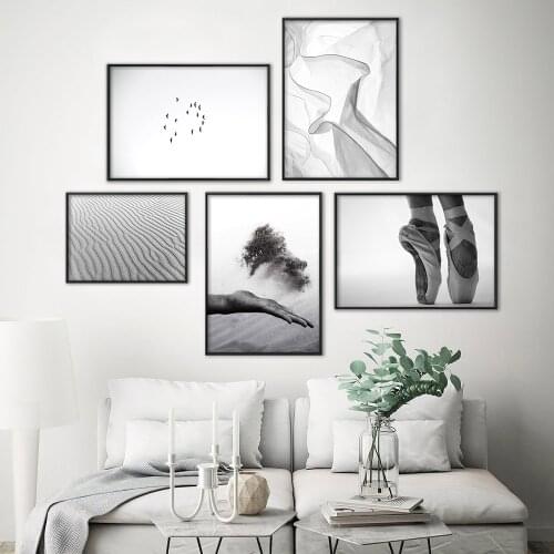 Flock of Birds Canvas Prints Hand With Sand Posters And Prints Black And White Wall Art Pictures Living Room Decoration Poster
