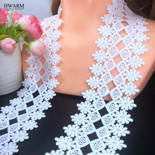 HWARM 10yard 6.5cm New Rhombic symmetry african lace fabric DIY white arts craft sewing fabric water soluble hollow out ribbon