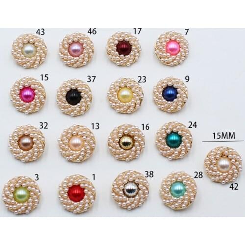 Exquisite 10-Pcs/Set 15MM Round Metal Buttons Multicolor Pearl Creative Clothing Decoration Cufflinks DIY Jewelry Accessories