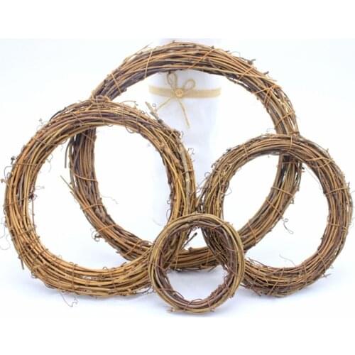 8-20cm Natural Dried Rattan Ring Artificial Flowers Garland For Party Home Easter Christmas Decor DIY Tree Hanging Garland Craft