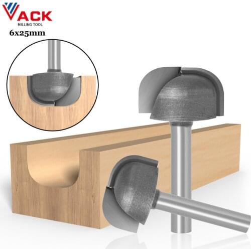 6mm Double Arc Round Bottomed End Mill Wood Cuter Cove CNC Milling Bit Radius Core Box Solid Carbide Router Bit Tools 6x25mm