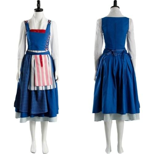 Beauty Princess Belle Cosplay Costume Maid Dress Blue Dress Princess Costume Halloween Carnival Outfits Fancy Dress